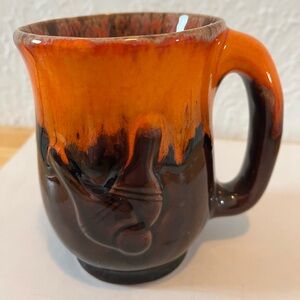 Handcrafted Orange and Brown Ceramic Mug
